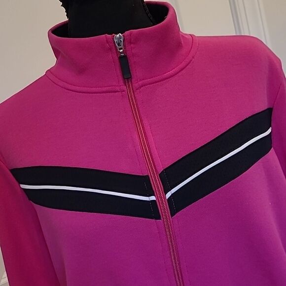 Kim Roger's  sz L Activewear pink & black Activewear jacket, zip front - Picture 2 of 9